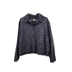 Mike & Tod Women's Cotton Blend Floral Embroidered Button Front Top Lagenlook